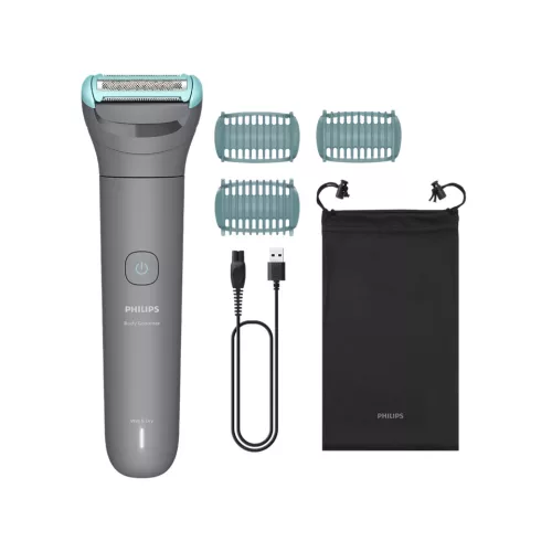 Philips BG3485/15 testszőrtelenítő és trimmer, hipoallergén fém szűrővel, 80 perc akkumulátor-élettartam, 2 kétirányú fésű, USB-töltőkábel