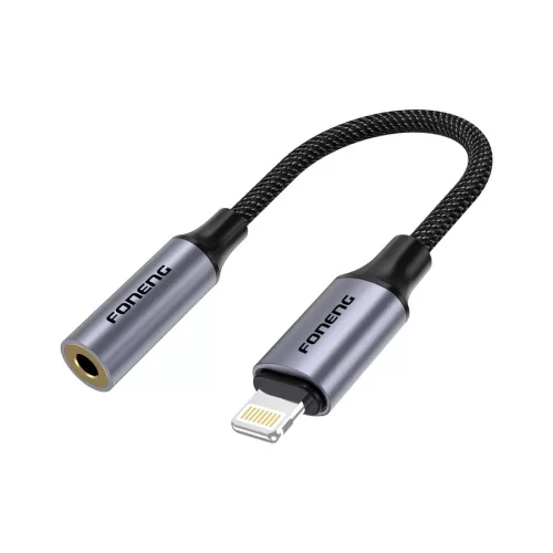 Foneng Audio adapter BM30L Lightning 3,5 mm-es mini jack audio adapter fekete