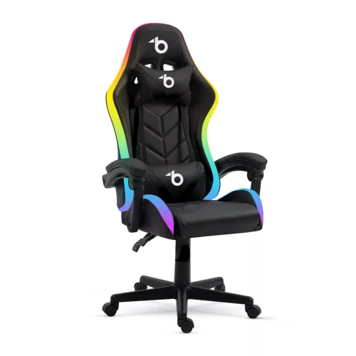 BeMaDa BMD1115BK RGB LED-es gamer szék - karfával, párnával - fekete