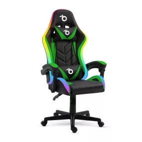  BeMaDa BMD1115GR RGB LED-es gamer szék - karfával, párnával - fekete / zöld