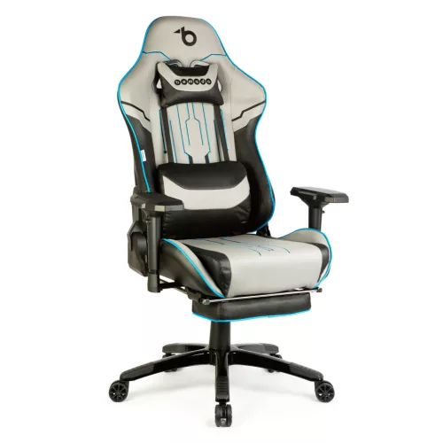 BeMaDa BMD1118A Gamer szék párnával - szürke/fekete/kék - 84 x 52 / 48 x 50 cm