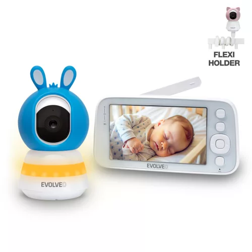EVOLVEO Baby Monitor N5 - Videós bébiőr készlet 360 -os megfigyeléssel, kék színben