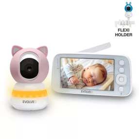   EVOLVEO Baby Monitor N5 - Videós bébiőr készlet 360 -os megfigyeléssel, pink színben