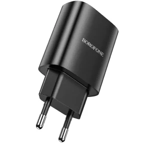   Borofone Hálózati töltő adapter BN1 Innovative - USB + 1db Lightning kábel - 2.1A fekete