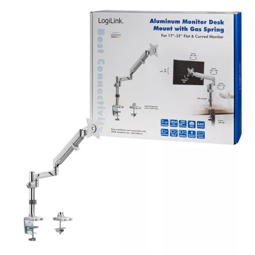 Logilink Monitortartó, 17-32"-os alumínium, ívelt képernyő (BP0087)