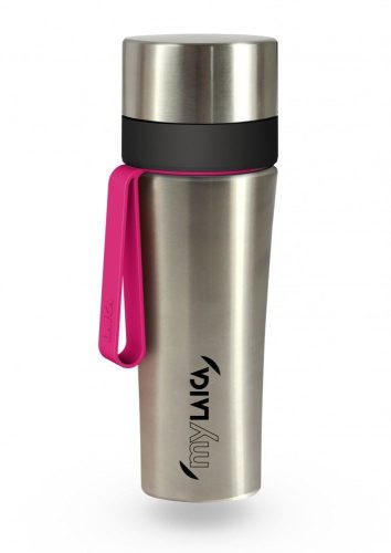 MyLAICA rozsdamentes acél vízszűrős kulacs pink szilikon pánttal 0,55 liter (BR60B06)