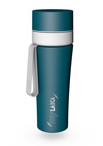 MyLAICA matt zöld színű rozsdamentes acél vízszűrős kulacs szilikon pánttal 0,55 liter (BR70A06)