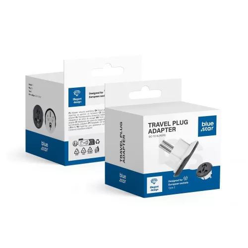 Bluestar utazó adapter GO TO Europe (Type E) 16A white