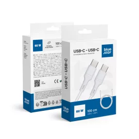   BlueStar USB-C/USB-C kábel, 3A, 60W, 1m, fehér, DC-001CC3.0