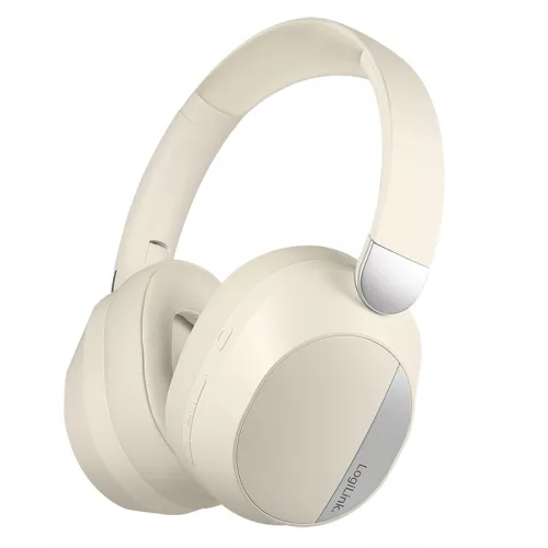Logilink BT 6.0 Sound Wave headset, ANC, 3,5 mm-es AUX, 15 órás akkumulátor-üzemidő, krém/ezüst