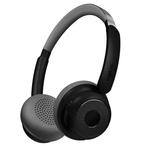 Logilink BT 6.0 AuraSolo headset, 20 órás újratölthető akkumulátor, ANC, O40 mm, multifunkciós, fekete
