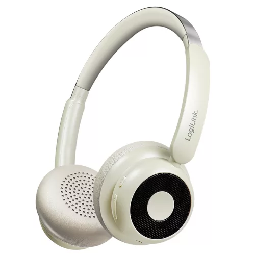 Logilink BT 6.0 AuraSolo headset, 20 órás újratölthető akkumulátor, ANC, O40 mm, multifunkciós, barna