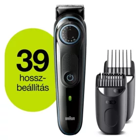   Braun BT5340 szakállvágó precíziós gombbal, 2 tartozékkal és egy Gillette ProGlide borotvával fekete-jegeskék