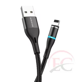   Borofone BU16 USB - Lightning mágneses kábel, 1,2m, 2,4A, fekete