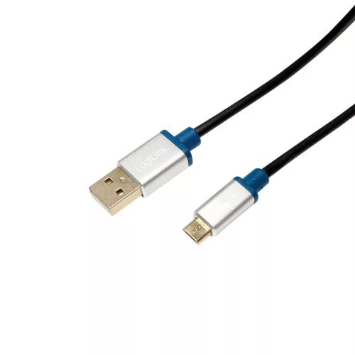 Logilink USB 2.0 kábel, USB-A/M - Micro-USB/M, alu, 1,5 m (BUAM215)