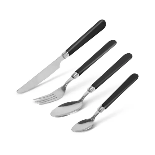 Bewello BW1021A Evőeszköz készlet tartóval - fekete - 16 részes - 32,7 x 19,5 x 4,7 cm