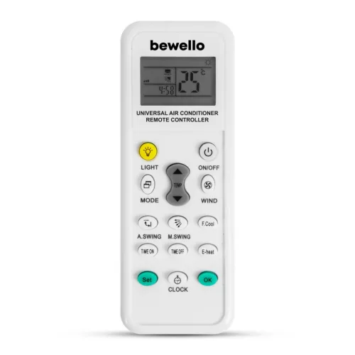 Bewello BW4008 Univerzális légkondicionáló távirányító - 1000 az 1-ben - 2 x AAA - fehér