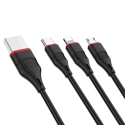 Borofone BX17 3 az 1 ben töltőkábel ( micro usb-type-c, lightning csatlakozó) 1377615