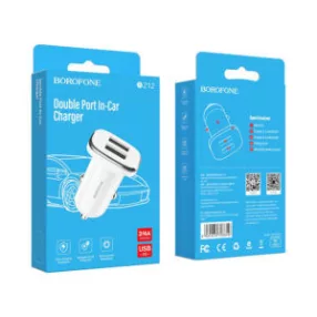   Borofone BZ12W 2.4A dupla usb portos szivargyújtó töltő fehér 1316283