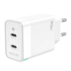 Jellico C106 Hálózati töltő GaN PD 45W 2 x USB-C, fehér