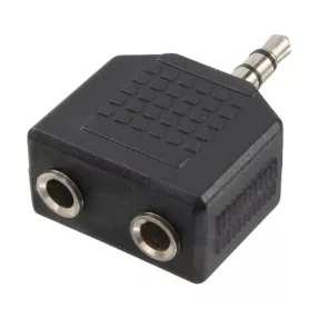   LogiLink Audioadapter, 3,5 mm-es 3-Pin/M - 2x3,5 mm-es 3-Pin/F, fekete (CA1002)