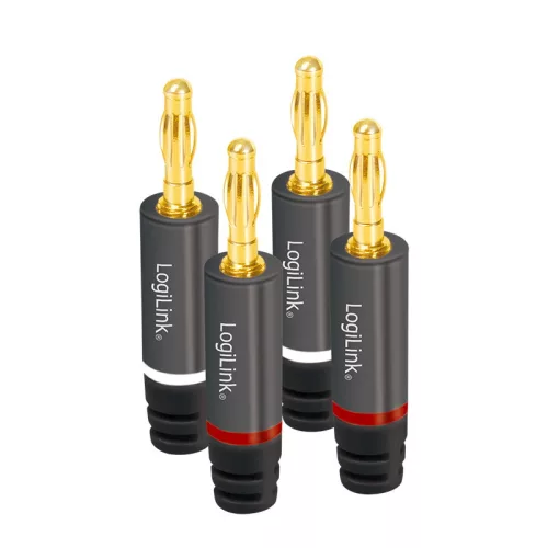 Logilink Audio Banán csatlakozók, 4 db, fém, szürke (CA1212)
