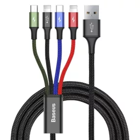   Baseus 4in1 USB-C / 2x Lightning / Micro 3.5A 1.2m kábel, fekete (CA1T4-A01)
