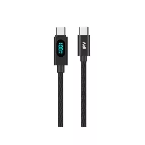   Well USB-C / USB-C töltő- / kijelzőkábel fém végződéssel, 100W, 1 m, CABLE-USBC/USBC-1BK10001-WL