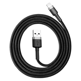   Baseus CALKLF-AG1 Lightning kábel, Cafule 2.4A, 0.5m, szürke/fekete