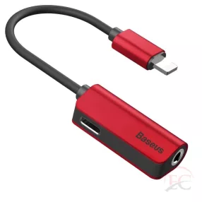   Baseus átalakító, L32 Lightning[apa] - 3.5 mm + Lightning[anya] adapter, piros