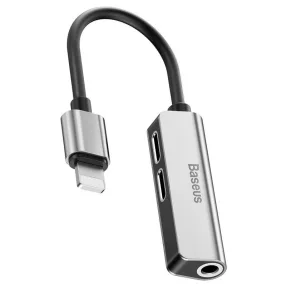   Baseus CALL52-S1 3-in-1 iP Lightning to 2x lightning + 3.5mm Audio Adapter L52 Ezüst