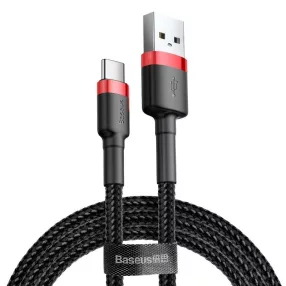   Baseus Cafule CATKLF-B91 USB-C adat- és töltőkábel, 3.0 gyorstöltés, 3A, 1m, fekete-piros