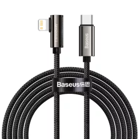   Baseus CATLCS-01 Legend Series USB-C és Lightning derékszögű kábel, PD, 20 W, 1 m (fekete)