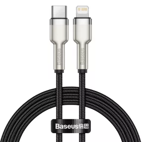   Baseus Cafule Metal Type-C/Lightning kábel, 20W, 25cm, PD - CATLJK-01, Fekete