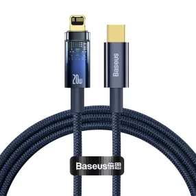   Baseus Explorer Series USB-C apa 2.0 - Lightning apa Adat és töltőkábel - Kék (1m) CATS000003