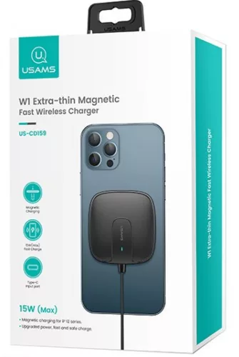 USAMS CD159DZ01 W1 15W Extra vékony Magsafe mágneses gyors vezeték nélküli töltő 1349796