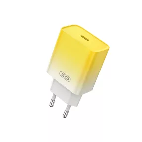   XO CE18 PD hálózati töltő USB-C 30W QC3.0 – sárga-fehér
