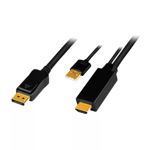 Logilink HDMI-kábel, A/M + USB-A/M-DP/M, UHD 4K/30 Hz, 2 m (CH0091)