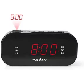   Nedis CLAR009BK Rádiós ébresztőóra LED kijelzővel és projektorral 230V