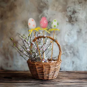   CMK-7451 Húsvéti dekoráció - tojás szett - leszúrható - 6 féle - 4 cm - 6 db / csomag