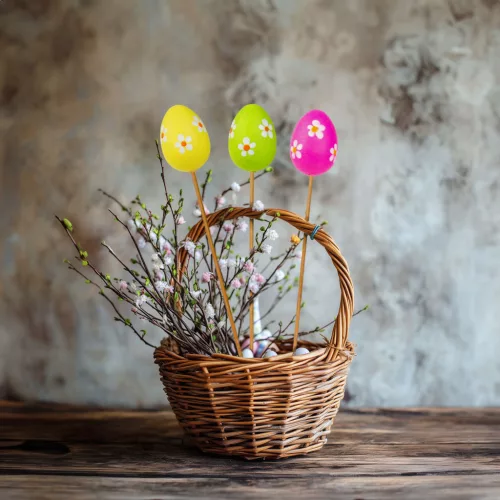 CMK-7468 Húsvéti dekoráció - tojás szett - leszúrható - 6 féle - 4 cm