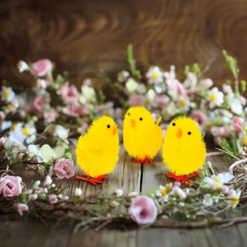 CMK-7893 Húsvéti dekoráció - csibe szett - sárga - 6,7 x 5 cm - 3 db / csomag