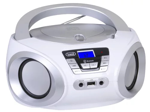 Trevi CMP 544 BT Hordozható Boombox, Bluetooth-tal, FM rádióval, USB és AUX bemenettel fehér színben