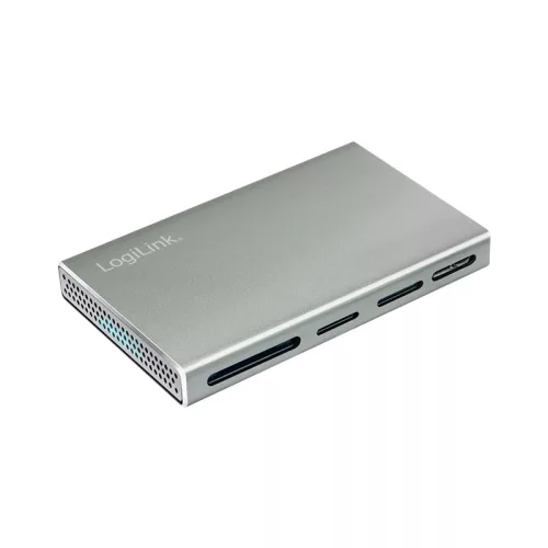 Logilink USB 3.2 Gen1, 5 az 1-ben kártyaolvasó (SD-, microSD-, MS-, CF és M2), alumínium, ezüst (CR0048)