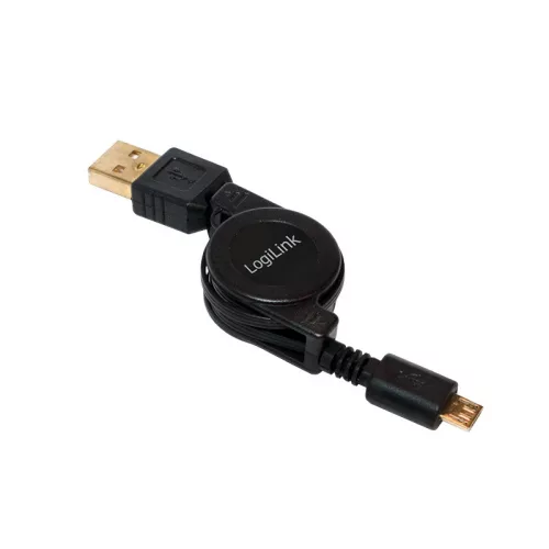 LogiLink USB Micro-B apa - USB A apa felcsévélhető kábel (CU0090)