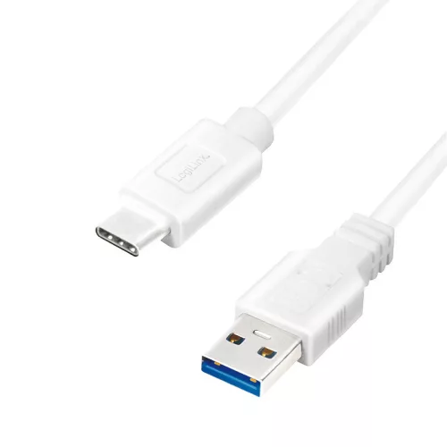 Logilink USB 3.2 Gen1 Type-C kábel, C/M-USB-A/M, fehér, 1 m (CU0174)