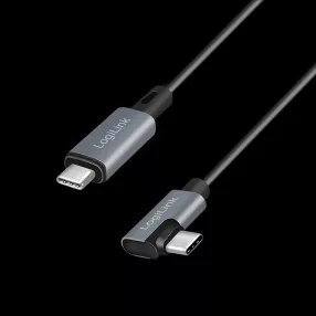  Logilink USB 2.0 Type-C kábel, USB-C/M 90 fok - USB-C/M, E-jel, PD, fekete, 2 m (CU0183)