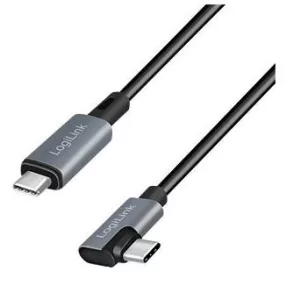   Logilink USB 2.0 Type-C kábel, C/M 90 fok - USB-C/M, E-jel, PD, fekete, 3 m (CU0184)