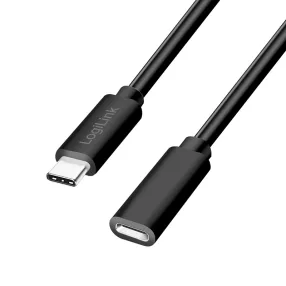   Logilink USB 2.0 Type-C kábel, C/M-USB-C/F, PD, fekete, 3 m (CU0212)