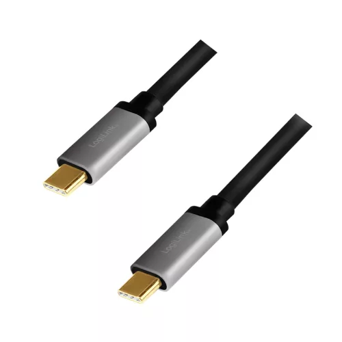 Logilink USB 2.0 Type-C kábel, C/M-C/M, PD, alu, 1,5 m (CUA0106)